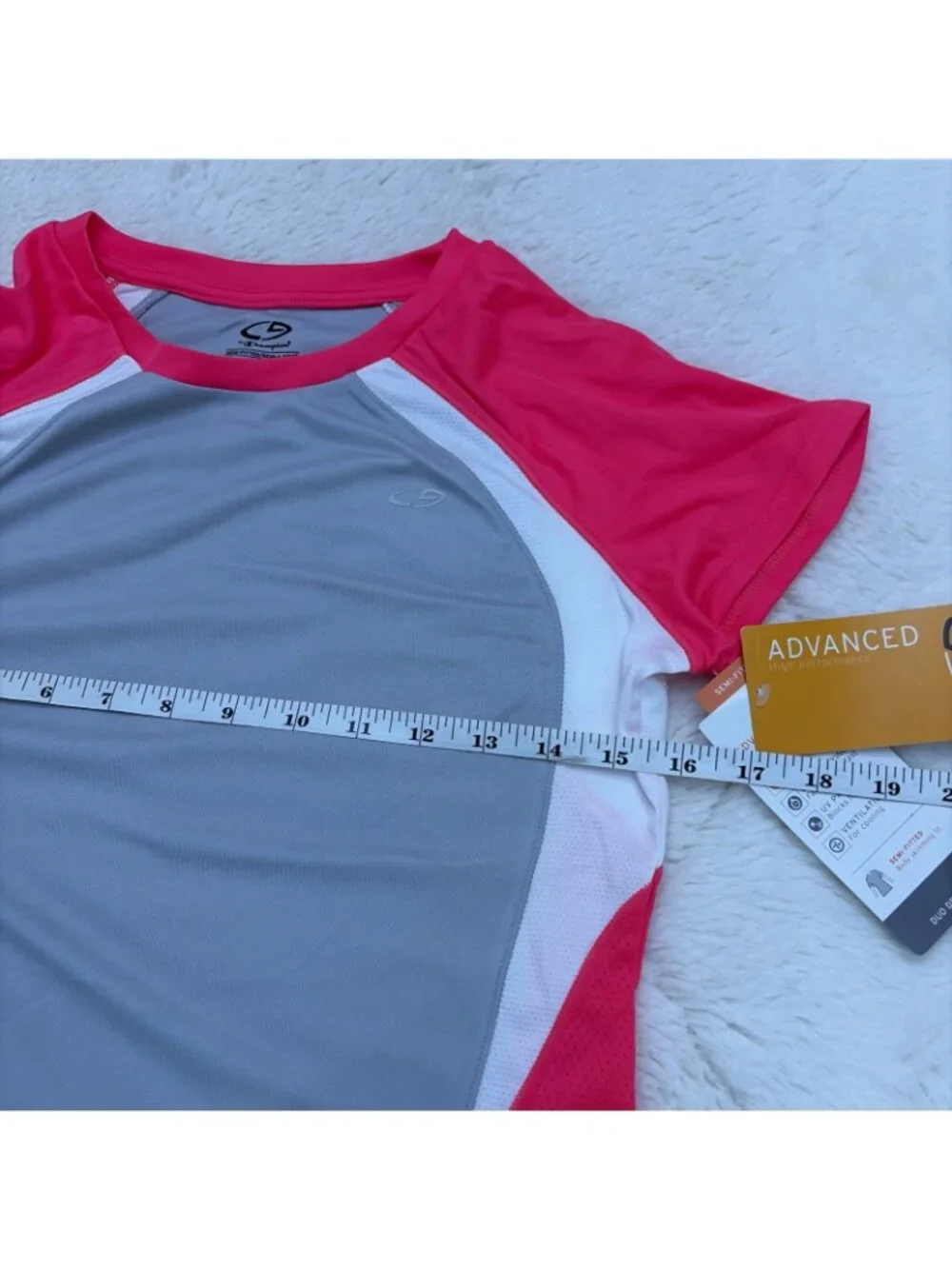 Champion Girls NWT Semi Fitted Gray Pink Athletic Tee L 10/12 UV Protection